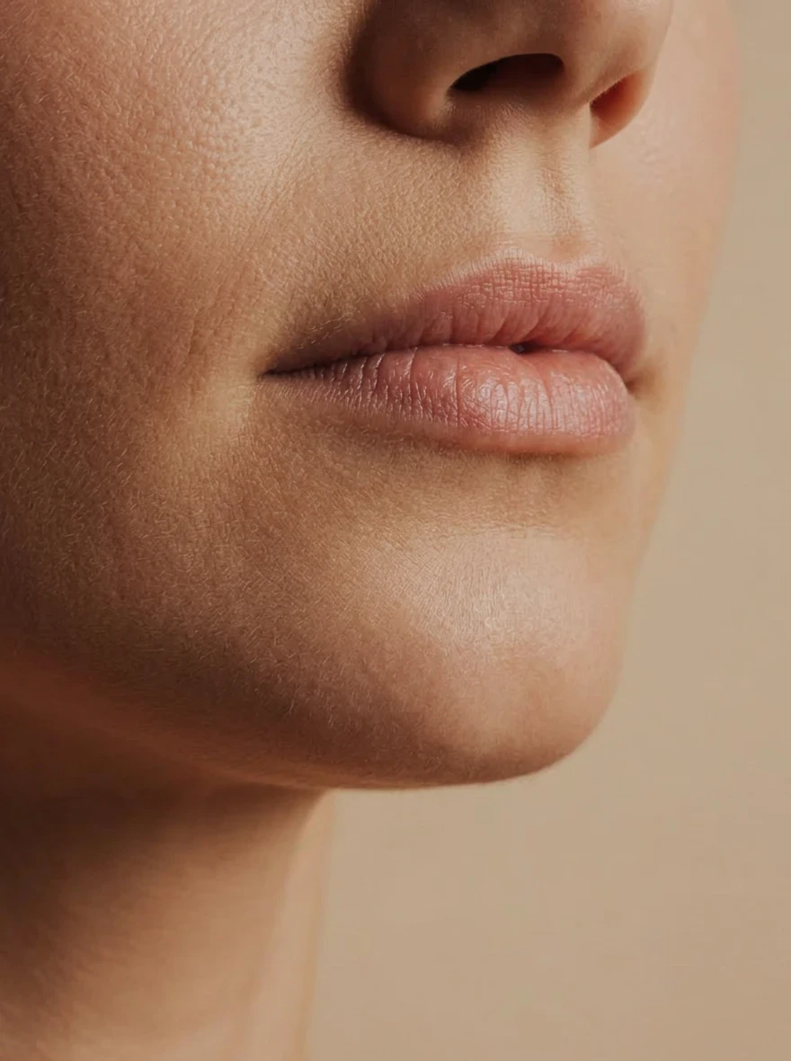 Discreet close-up van wang voor fillers.