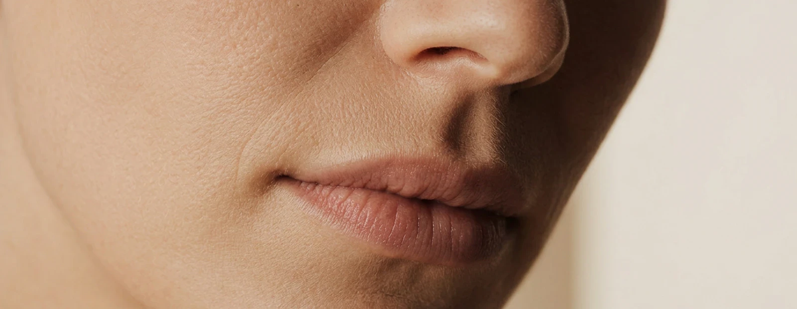 Discreet zijprofiel van lippen voor liplift.