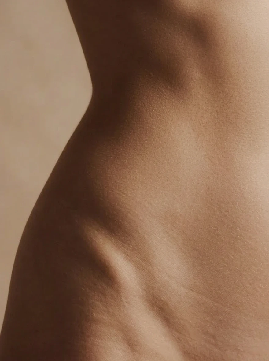 Discreet buik- en heupbeeld voor lipofilling.