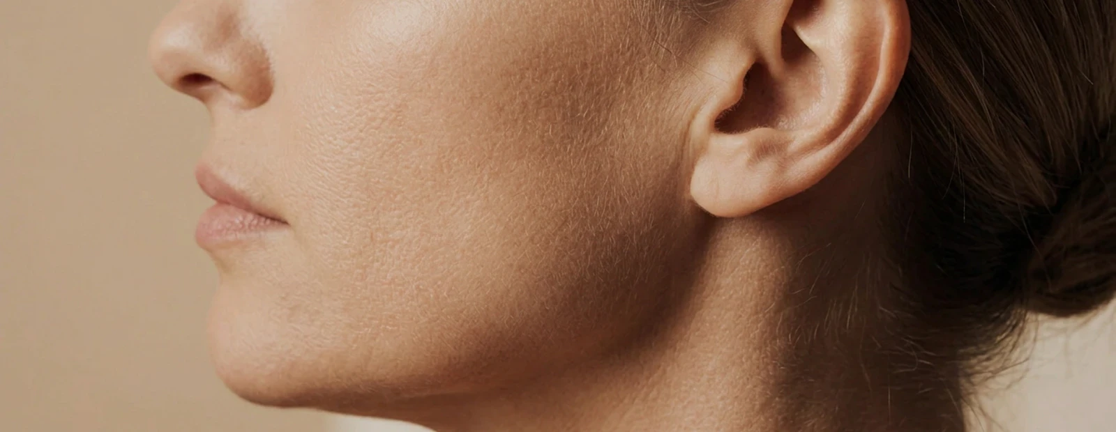 Discreet detailbeeld voor oorcorrectie.